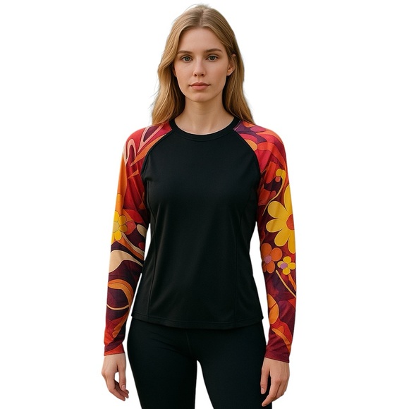 Athleta Rash Guard Floral Colorblock Long Sleeve Top - Picture 9 of 9